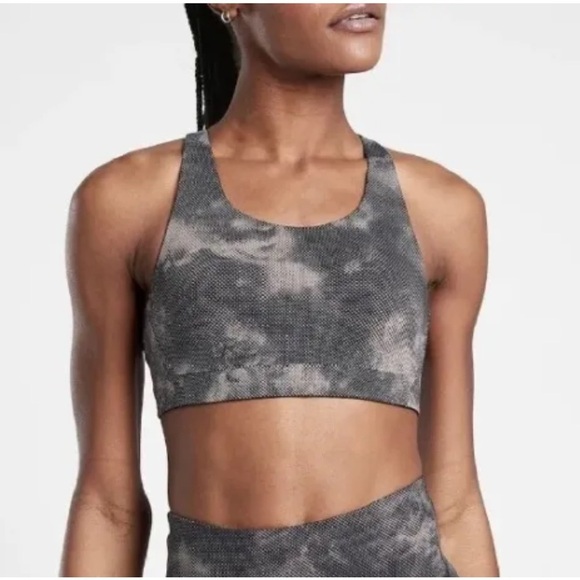 Athleta Advance Printed Sports Bra Black Nebula 32B - Picture 1 of 7